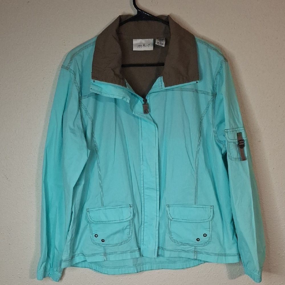 Natalie & Me Aqua Utility Jacket with Brown Accents size XL